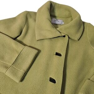 Janska Women's Green Fleece Coat Jacket Button Pockets Toggle Button S Made USA